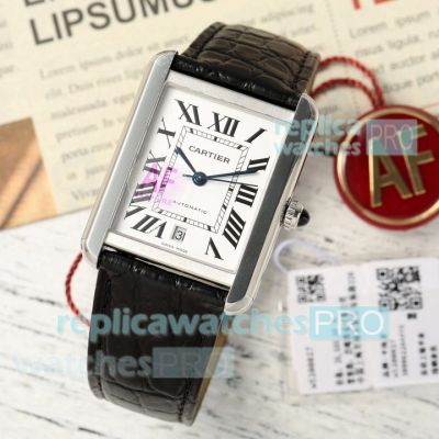 AF Factory Replica Cartier Tank Solo Large Automatic Watch Black Leather Strap 